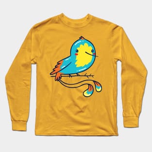 Blue Hummingbird on a Branch, Kawaii Cute Long Sleeve T-Shirt